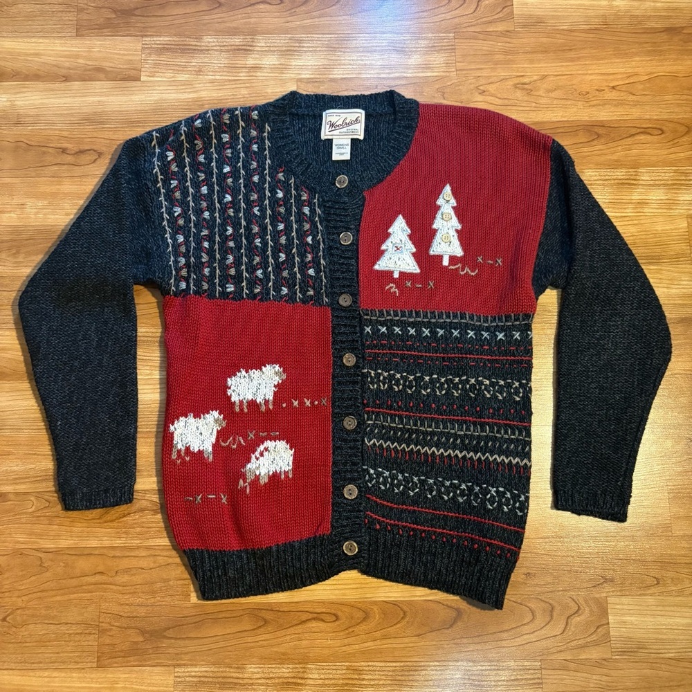 Woolrich Women's Cardigan Fall/Winter/Christmas Embroidered‎ Sweater Small